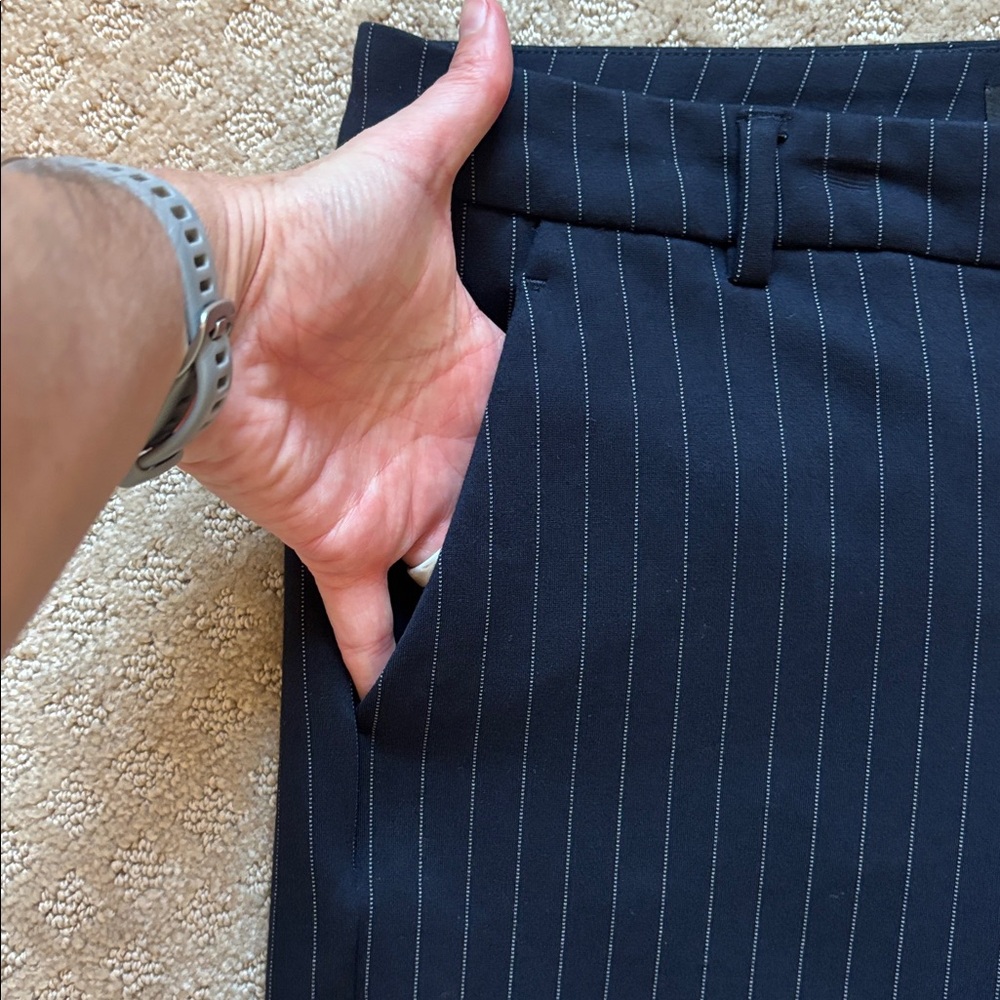 Liverpool Navy Pinstripe Cropped Pants NWOT - Picture 5 of 12